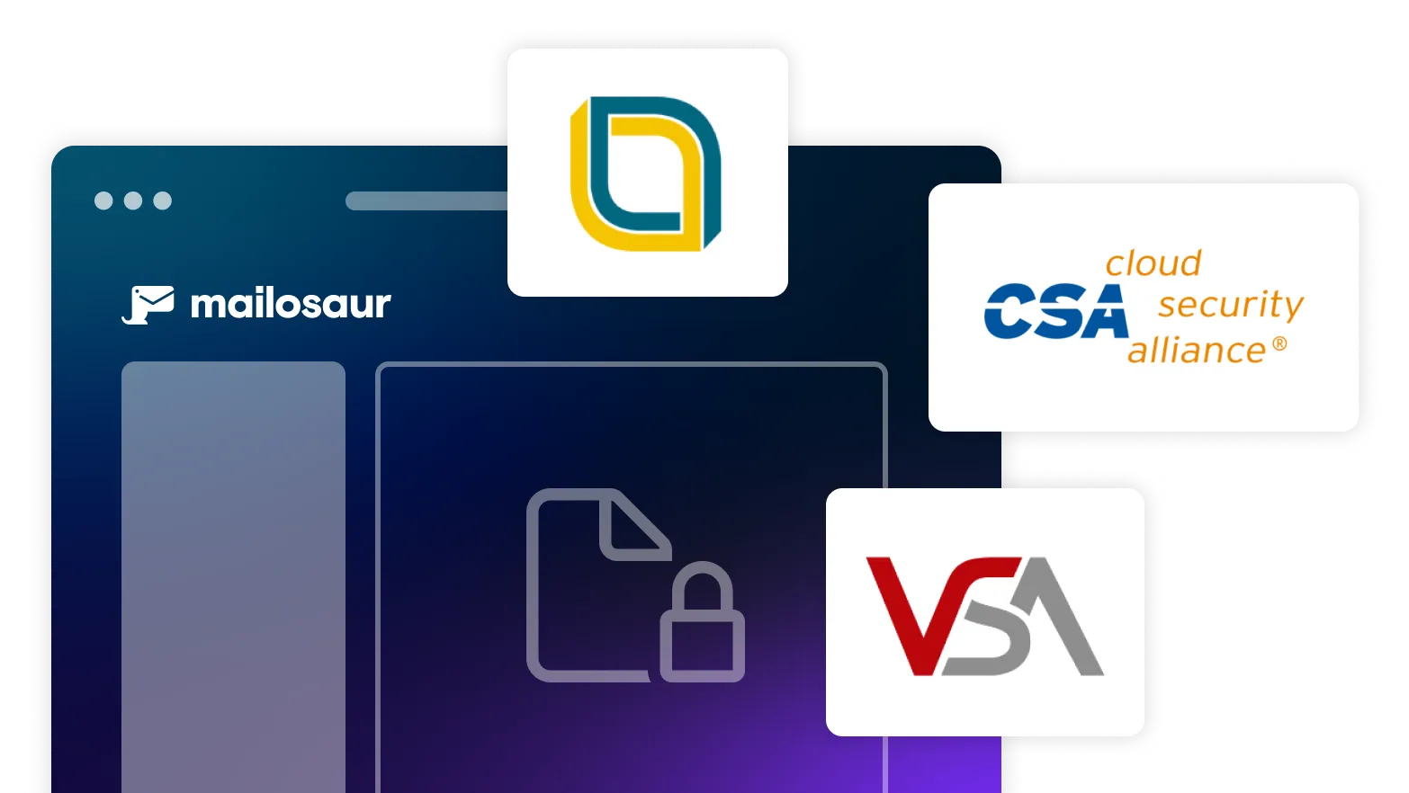 Mailosaur dashboard with security logos