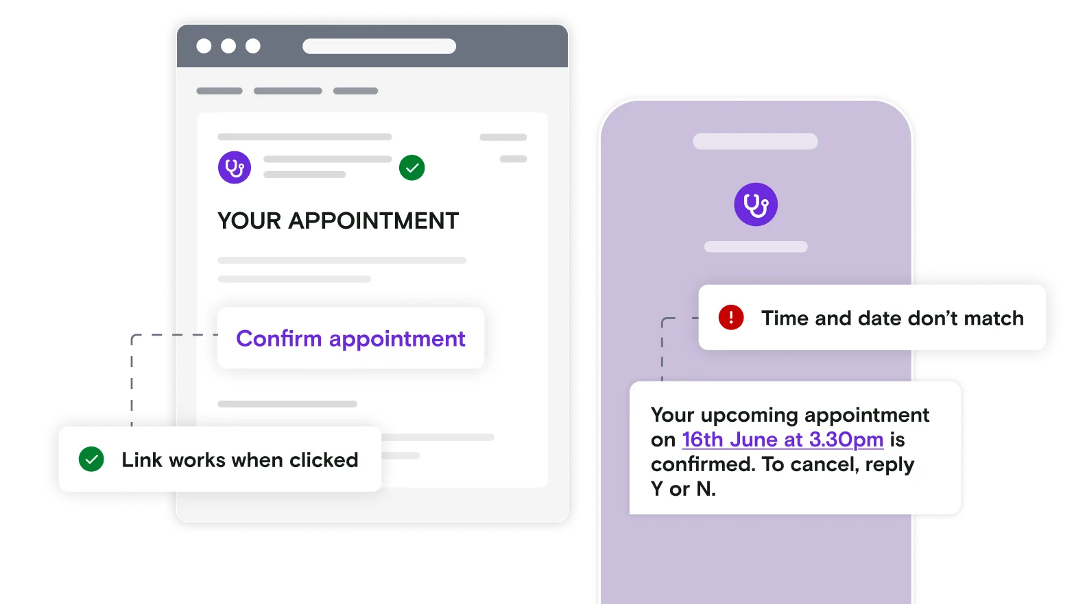 Email and mobile illustration with appointment notification