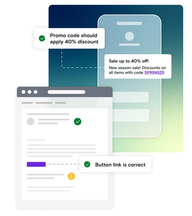 Email and mobile phone illustration on blue and green gradient background with pass notifications