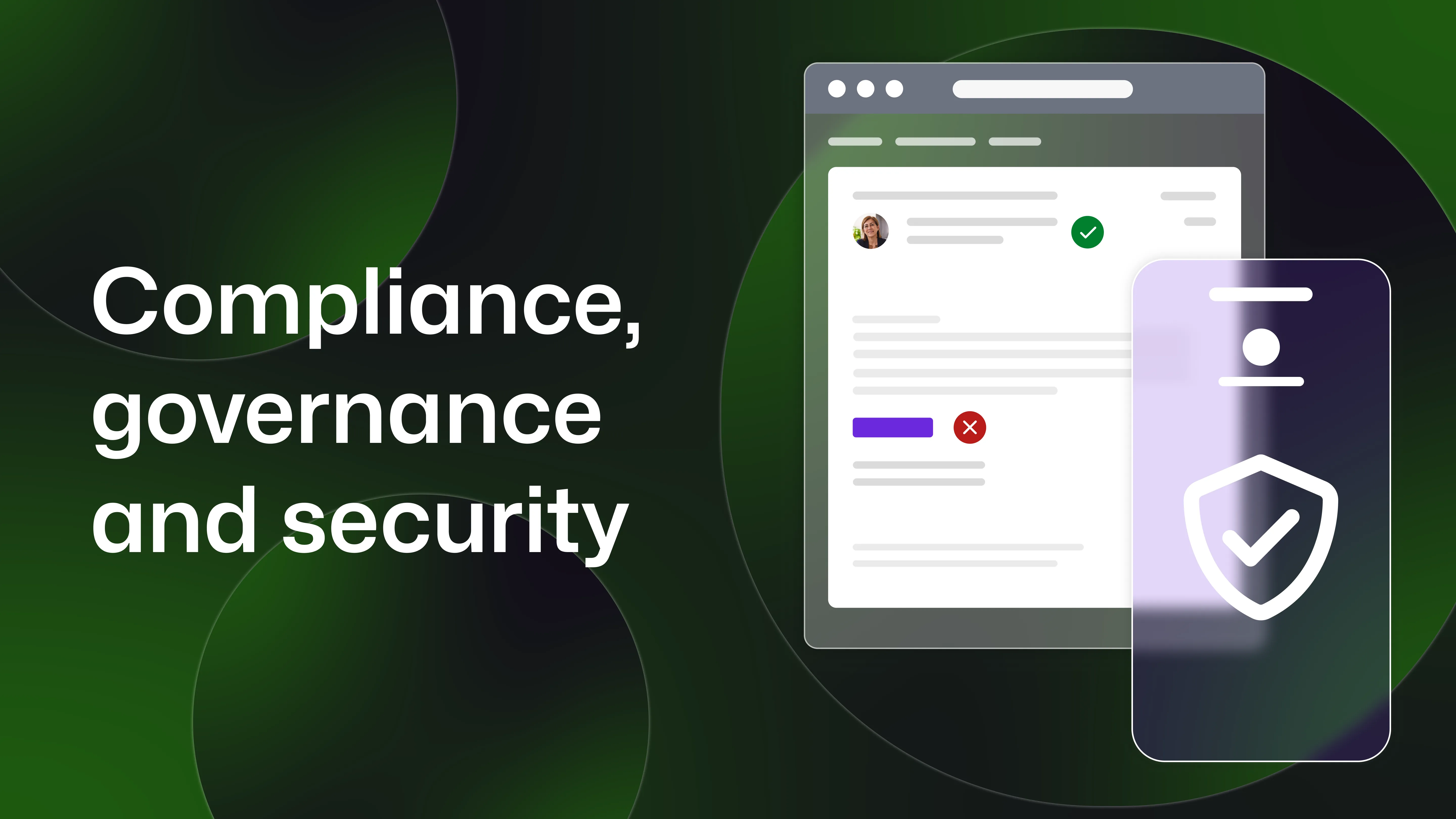 Abstract green background with email and mobile illustration with security icon