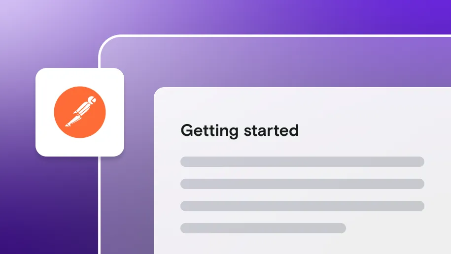Getting started document with Postman logo on gradient background