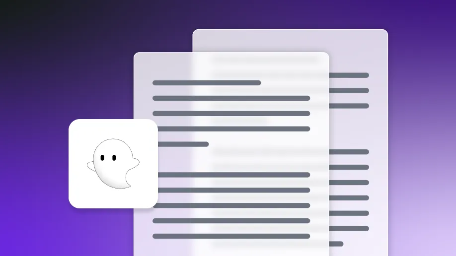 Documents with Ghost Inspector logo on gradient background