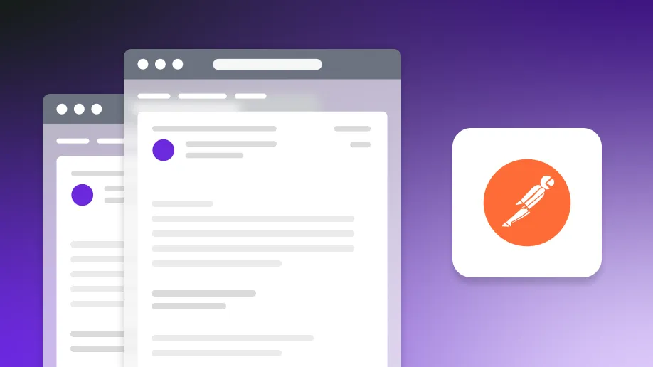 Email illustrations with Postman logo on gradient background