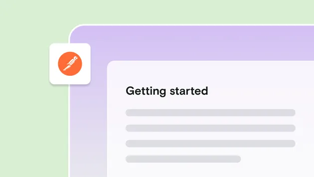 Postman logo on Getting started guide on green background