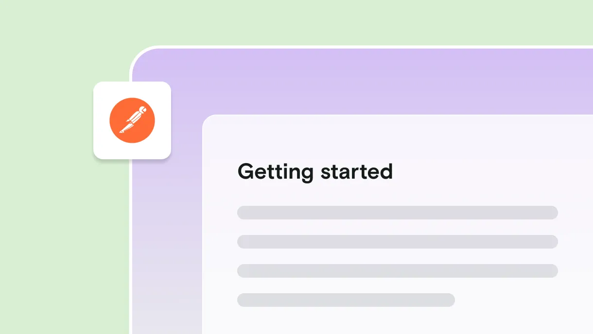 Postman logo on Getting started guide on green background
