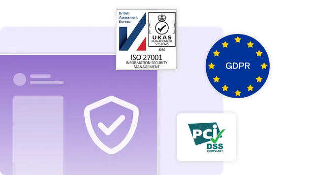Security dashboard illustration with GDPR and security logos