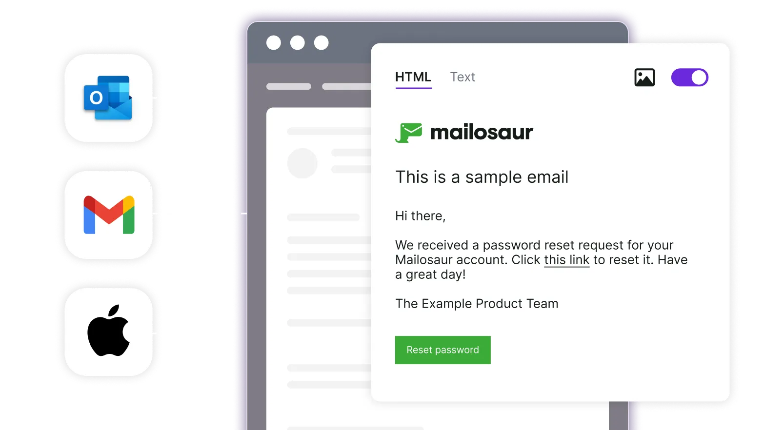 Sample email illustration with email client logos