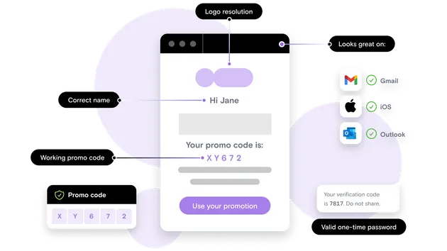 Promotion window with verification code testing on email clients