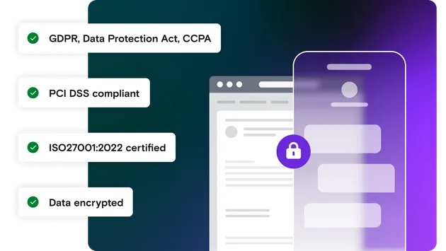 Security certification with mobile and email illustrations and padlock icon