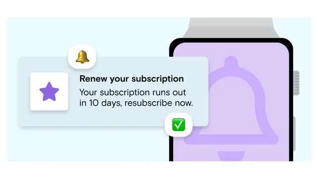 Subscription renewal notification on watch