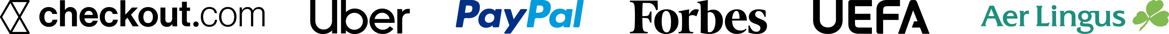 Assortment of brand logos including Forbes, Uber, Paypal, Checkout.com, UEFA and Aer Lingus.