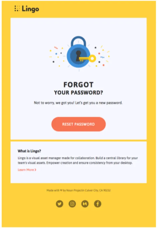 Lingo password reset email example
