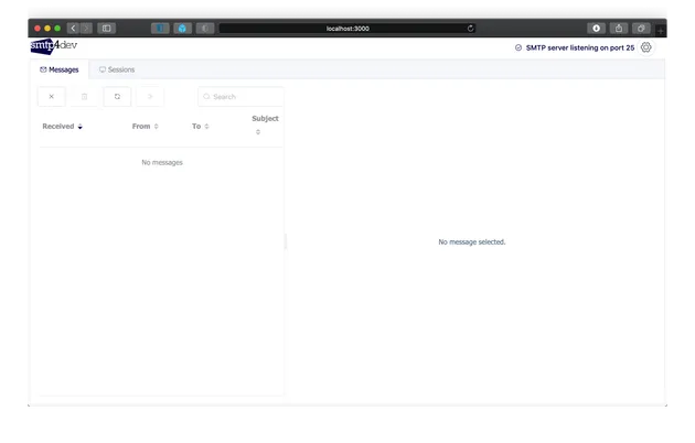 smtp4dev's web interface