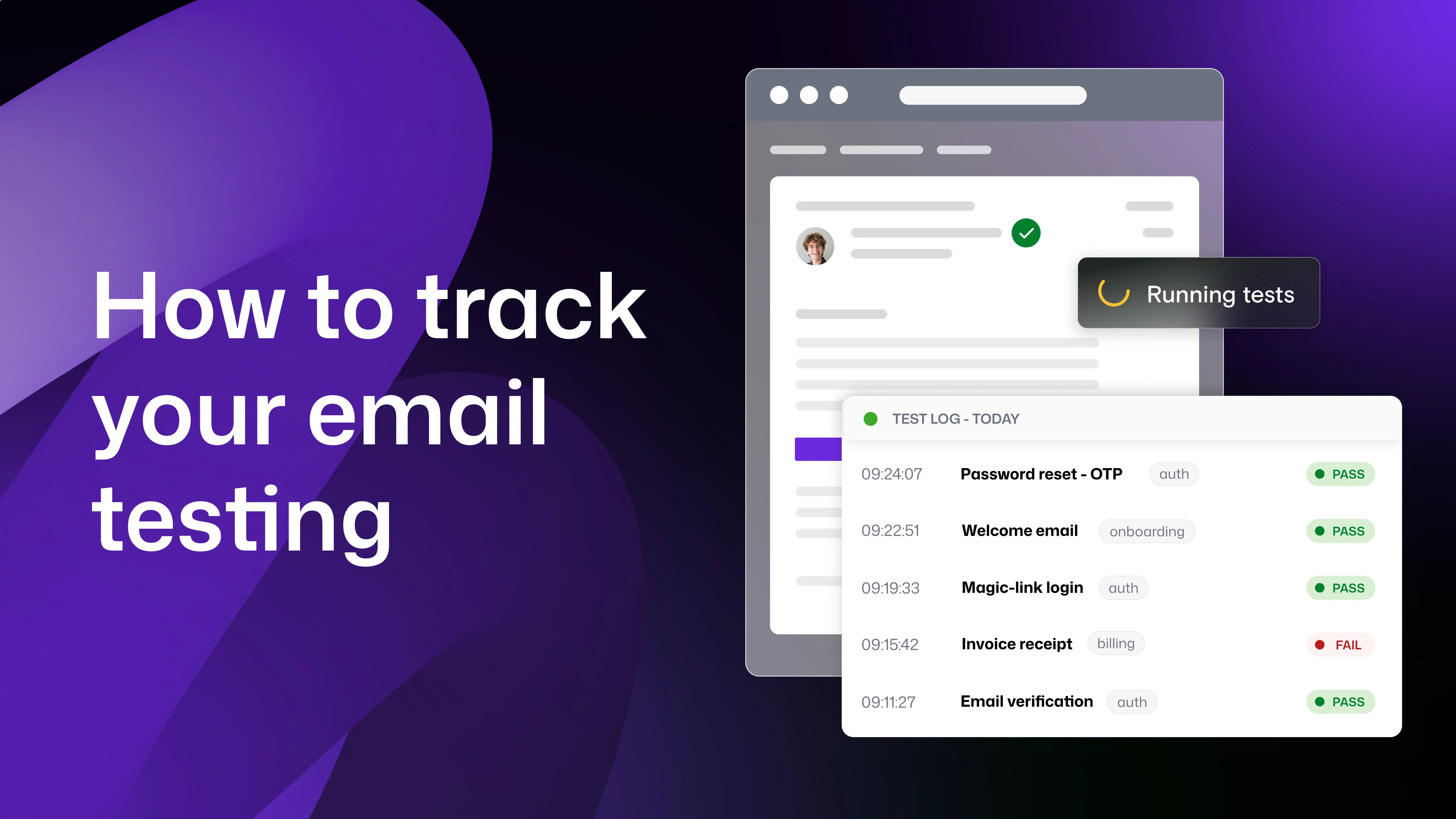"How to track your email testing" with Mailosaur's UI shown 